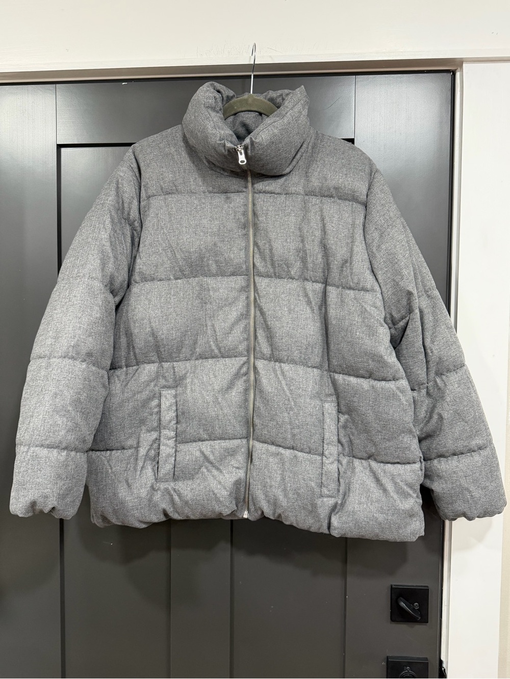 Old Navy Heather Gray Quilted Puffer Jacket